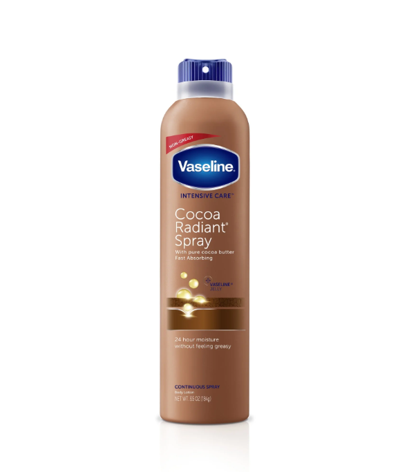 Vaseline Intensive Care Radiant Moisturizer Non Greasy Spray Body Lotion, Cocoa, 6.5 fl oz