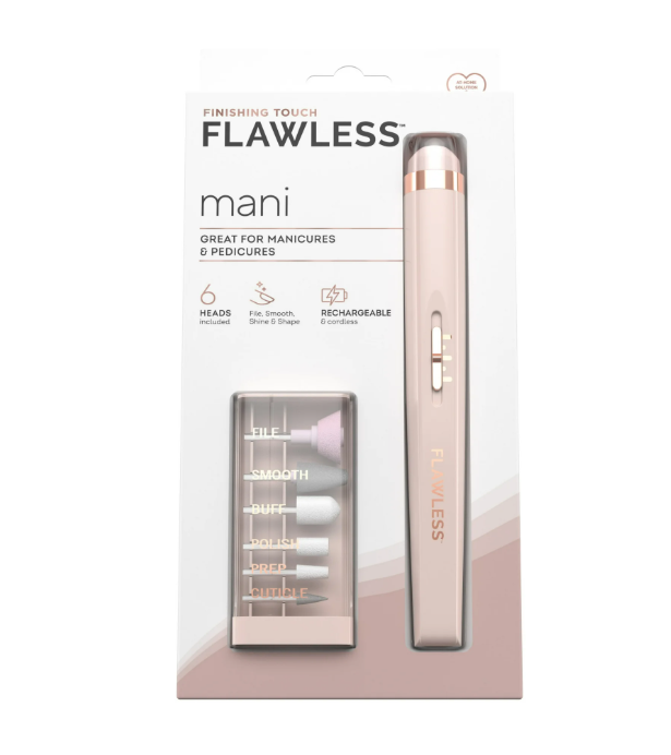 Finishing Touch Flawless Salon Nails Rechargeable Mani Device with 6 Attachments, Pink