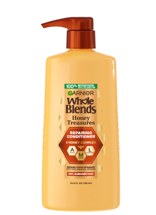 Garnier Whole Blends Honey Treasures Repairing Conditioner with Royal Jelly Honey, 26.6 fl oz