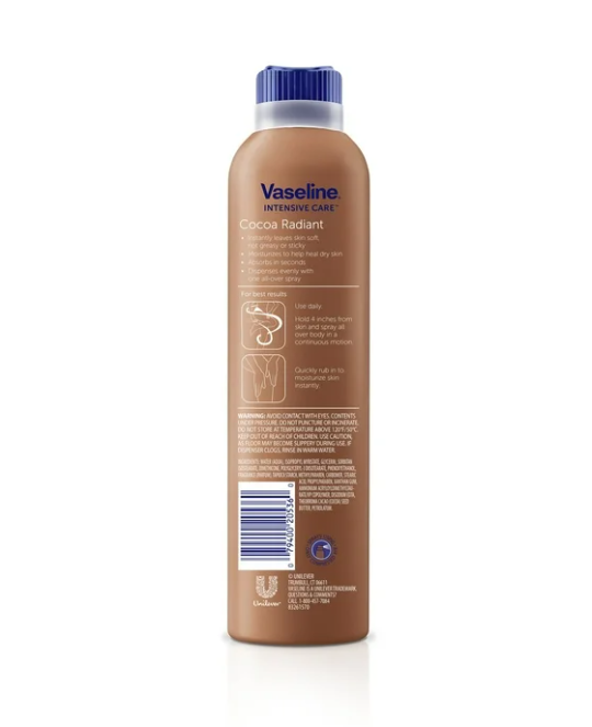 Vaseline Intensive Care Radiant Moisturizer Non Greasy Spray Body Lotion, Cocoa, 6.5 fl oz