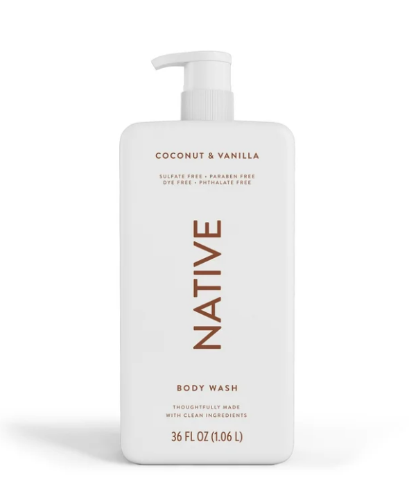 Native Body Wash, Sulfate Free for Women and Men, Coconut & Vanilla, 36 oz