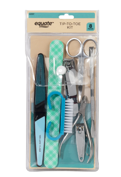 Equate Tip-to-Toe Personal Manicure & Pedicure Kit, 8 Pieces