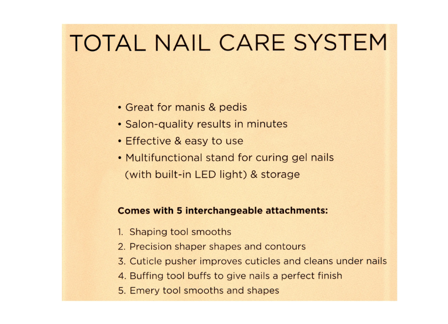 Equate Beauty Brand, Total Nail Care System, 5 Interchangeable Attachments, Neutral Color